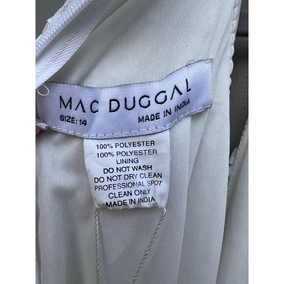 Mac Duggal Beaded Halter Neck Column Sheath Gown Sleeveless White Bridal Sz 14 - Picture 11 of 16